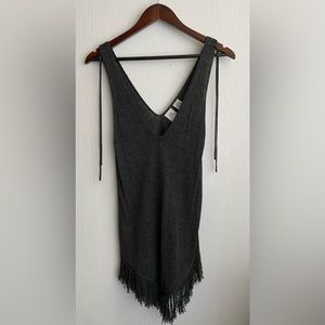 Knit Sleeveless Tunic with Fringed Hem